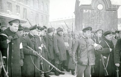 Revolutionary militia arresting policemen, February 1917 by Russian Photographer